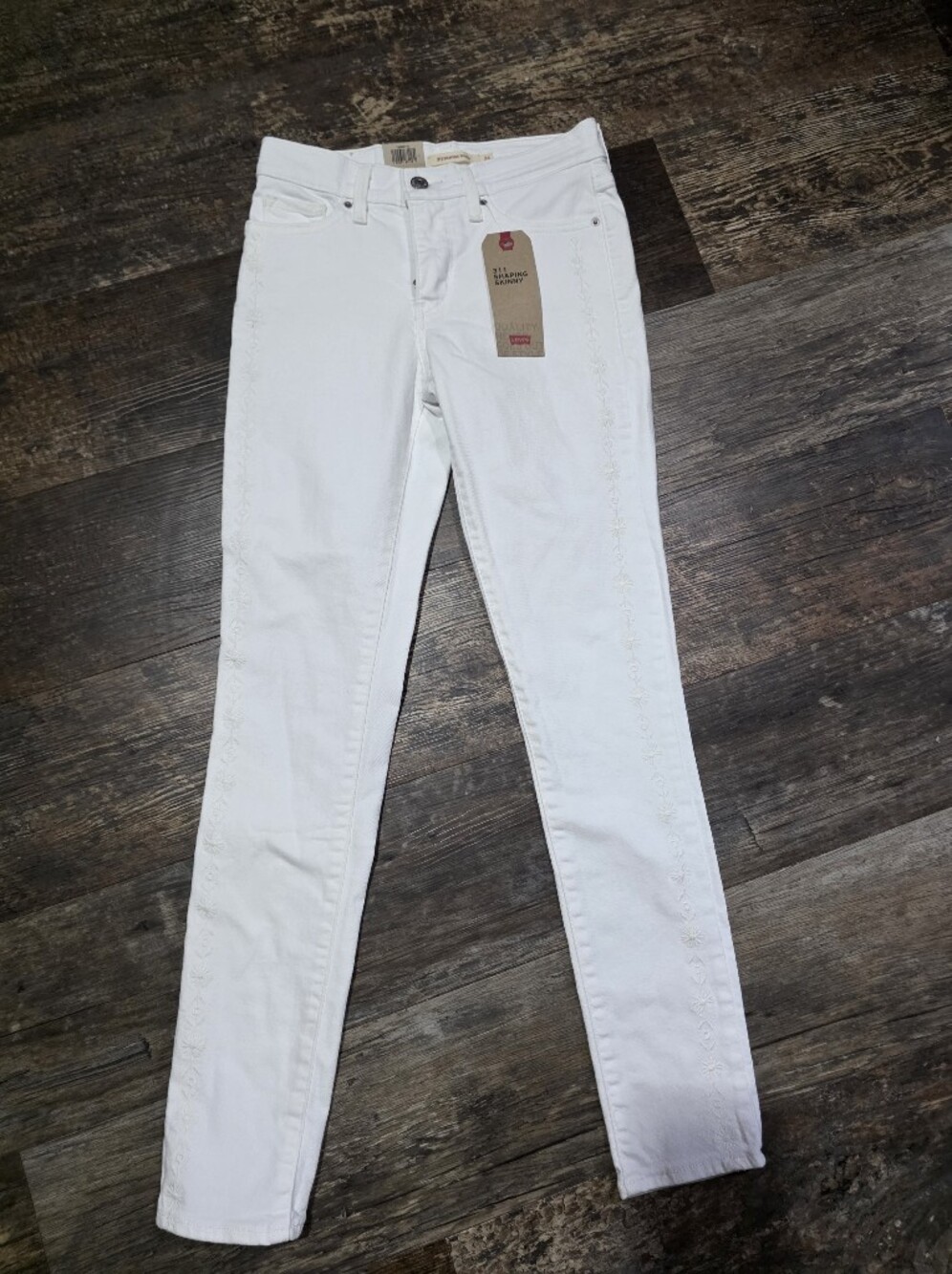 Levi's Women's White Skinny Jeans with Side Embroidery